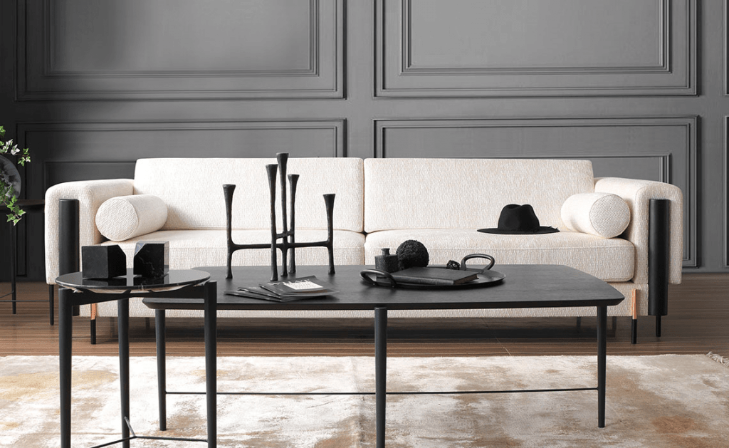 CLARISS SOFA THREE SEATHER AND COFFEE TABLE - Exclusive design bútorok