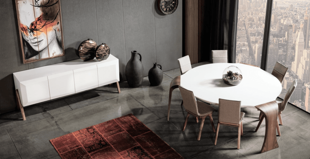 DOMENICO DINING SERVING CABINET DINING TABLE WITH CHAIR - Design bútorok