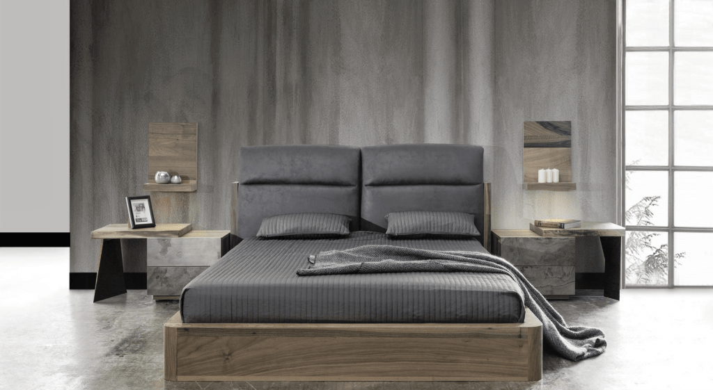 STONE BED WITH BEDSIDE TABLE - Design bútorok